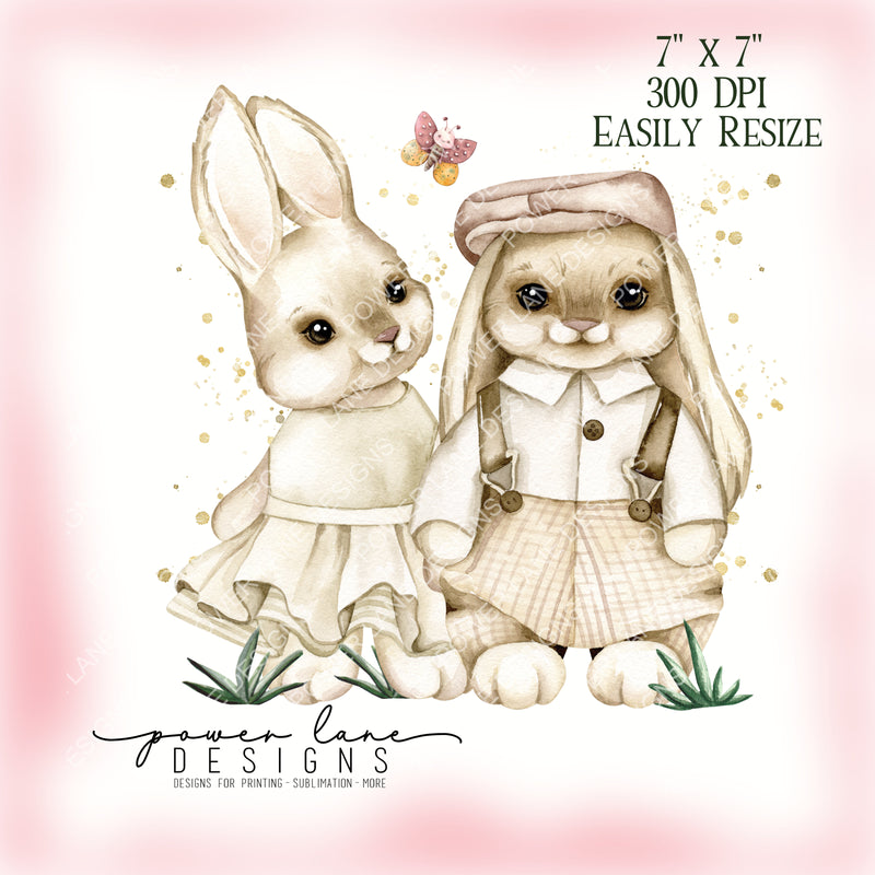 Vintage Easter Bunny Bunnies TShirt Tote Doorhanger Design, Sublimation Design, PNG, Instant Download